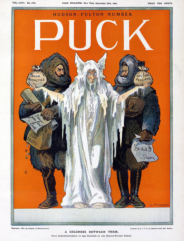 1909 Poster featuring the photograph Cook And Peary, 1909 by Granger