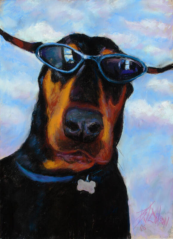 Doberman Pincher Art Poster featuring the painting Cool Dob by Billie Colson