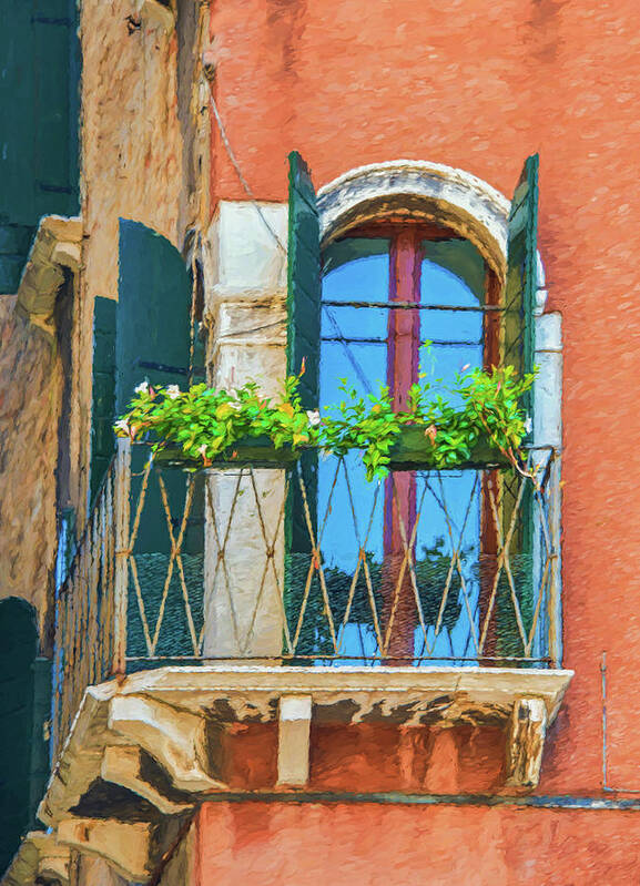 Window Poster featuring the photograph Corner Window In Venice by Gary Slawsky