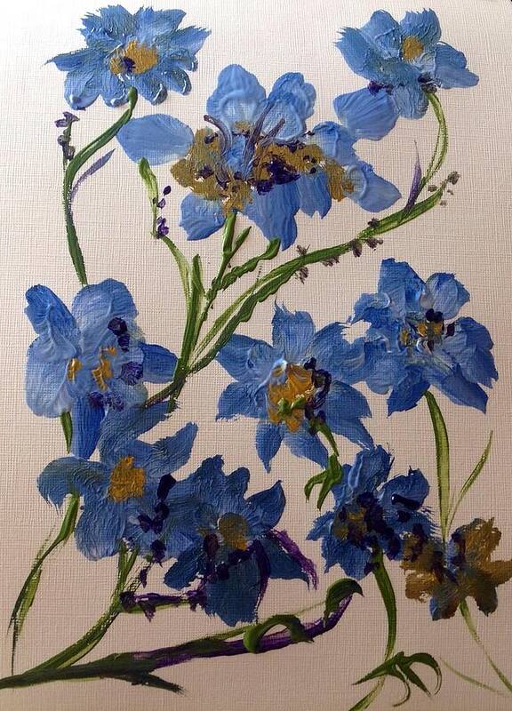 Cornflower Poster featuring the painting Cornflowers cousins by Judith Desrosiers
