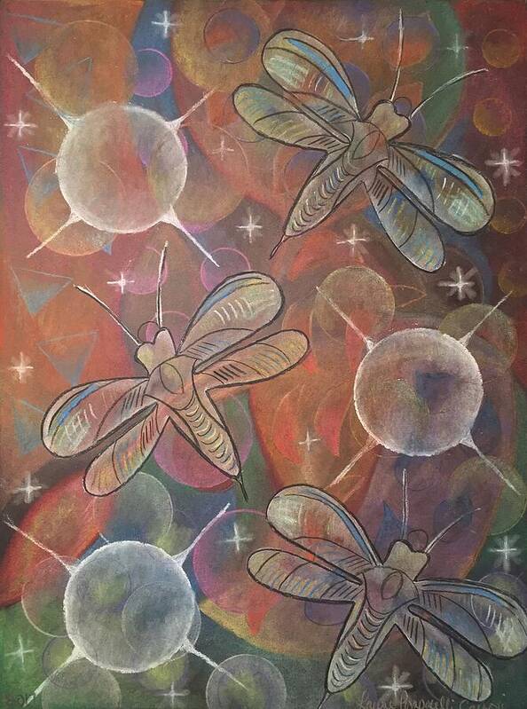Dragonfly Poster featuring the pastel Cosmic Dragonflies by Laurie's Intuitive