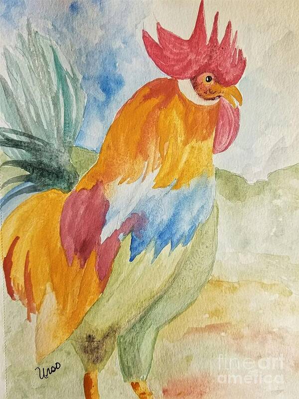 Countryside Rooster Poster featuring the painting Countryside Rooster by Maria Urso