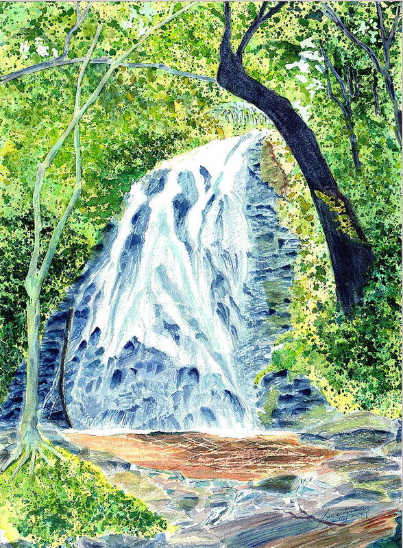 Crabtree Falls Waterfalls Blue Ridge Summer Poster featuring the painting Crabtree Falls - Phantom of the Blue Ridge by Joel Deutsch