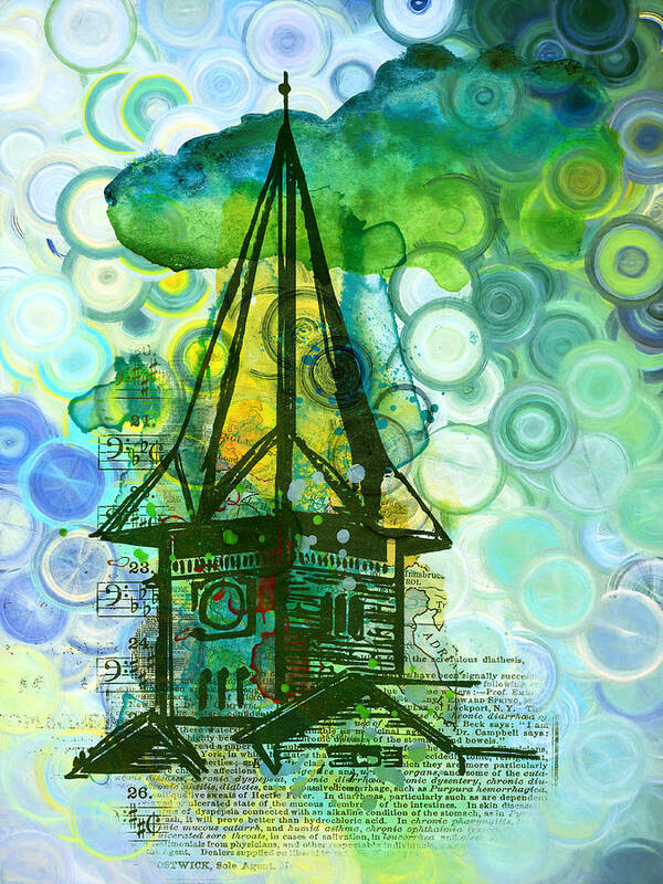 Crazy House In The Clouds Whimsy Poster featuring the painting Crazy House In The Clouds Whimsy by Georgiana Romanovna