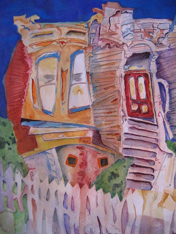 House Poster featuring the painting Crooked house by Marlene Robbins