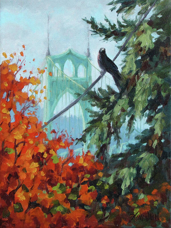 Crow Poster featuring the painting Crow's Eye View by Karen Ilari
