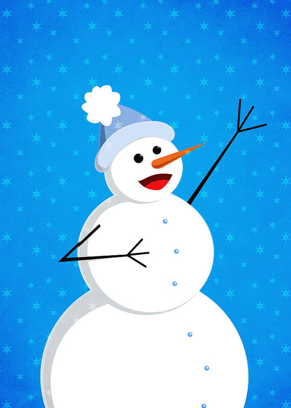 Happy Poster featuring the digital art Cute Happy Snowman by Boriana Giormova