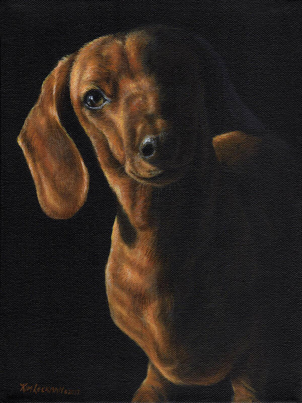 Dachshund Poster featuring the painting Dachshund in the Spotlight by Kim Lockman