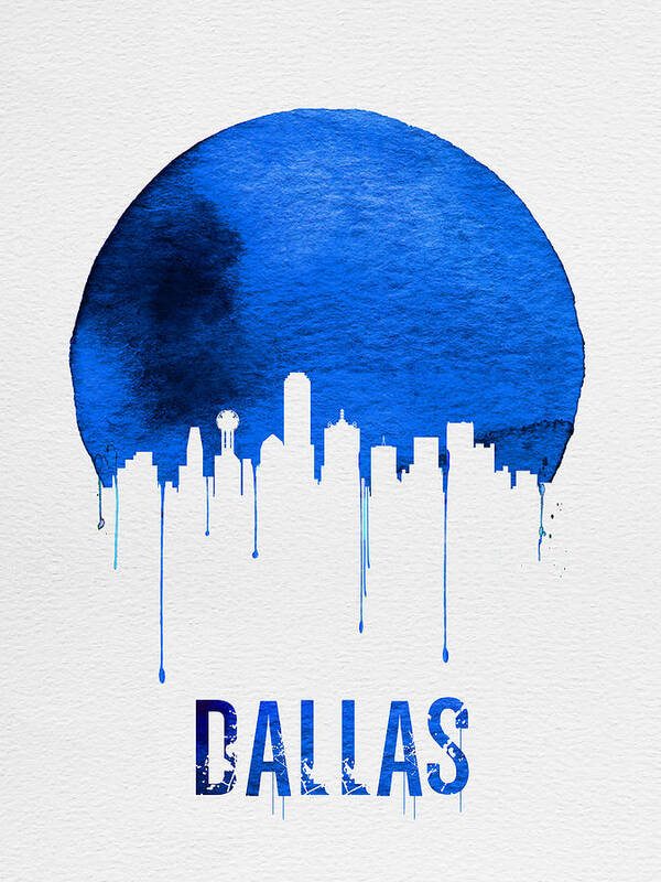 Dallas Poster featuring the painting Dallas Skyline Blue by Naxart Studio