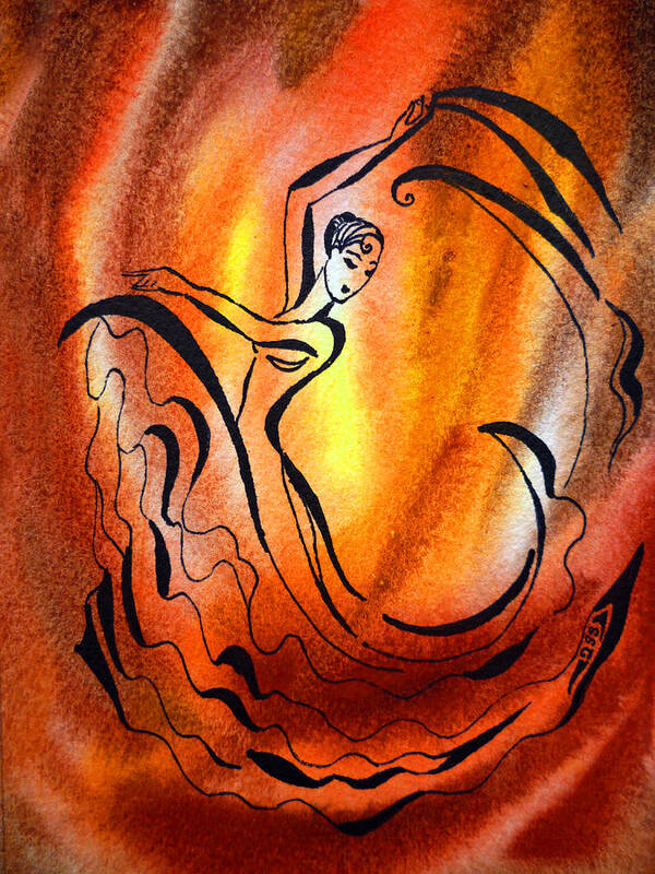 Dancing Poster featuring the painting Dancing Fire I by Irina Sztukowski