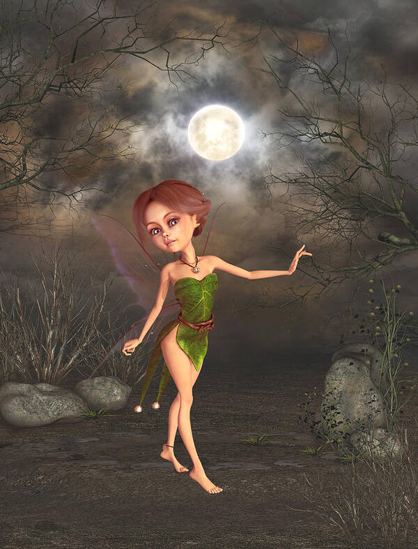 Forest Fairy Poster featuring the digital art Dancing in the moonlight by John Junek