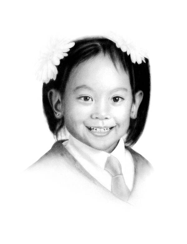 Portrait Poster featuring the drawing Deanna, age 5 years by Conrad Mieschke