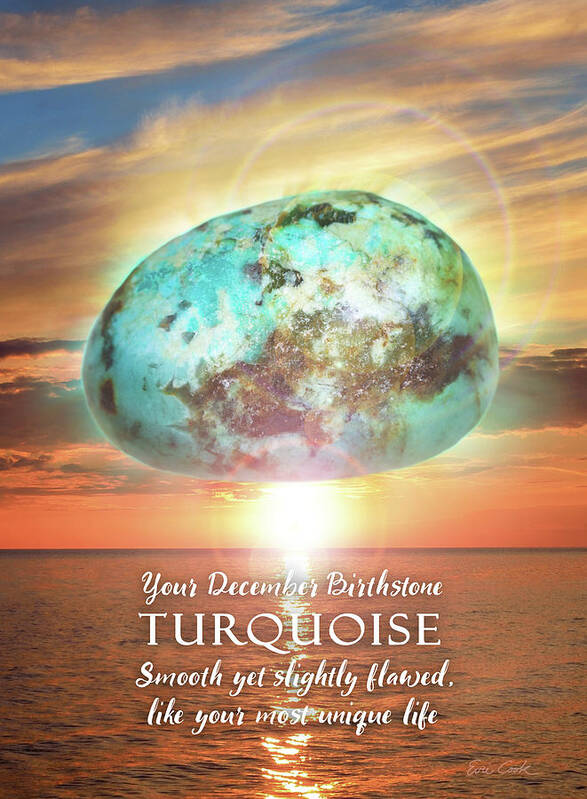 December Poster featuring the digital art December Birthstone Turquoise by Evie Cook