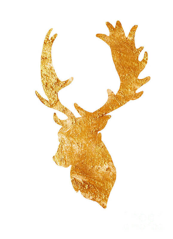 Deer Poster featuring the painting Deer head silhouette drawing by Joanna Szmerdt