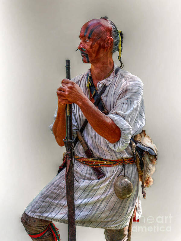 War Poster featuring the digital art Delaware Indian Warrior Portrait 1763 by Randy Steele