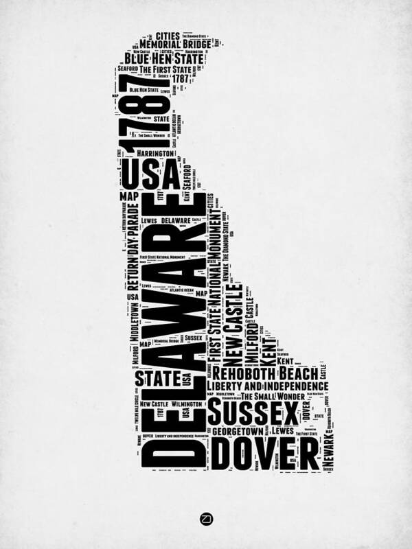 Delaware Poster featuring the digital art Delaware Word Cloud 2 by Naxart Studio