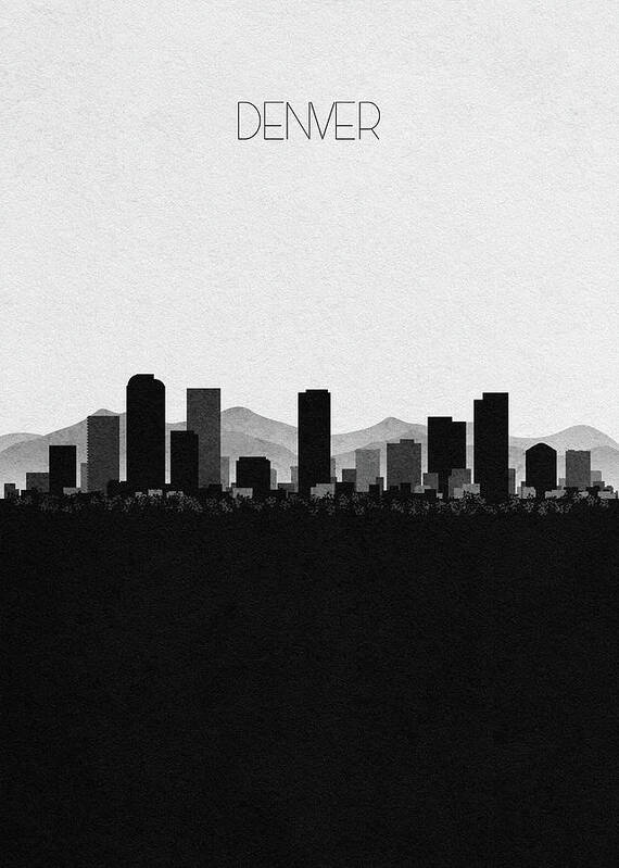 Denver Poster featuring the mixed media Denver Cityscape Art by Inspirowl Design