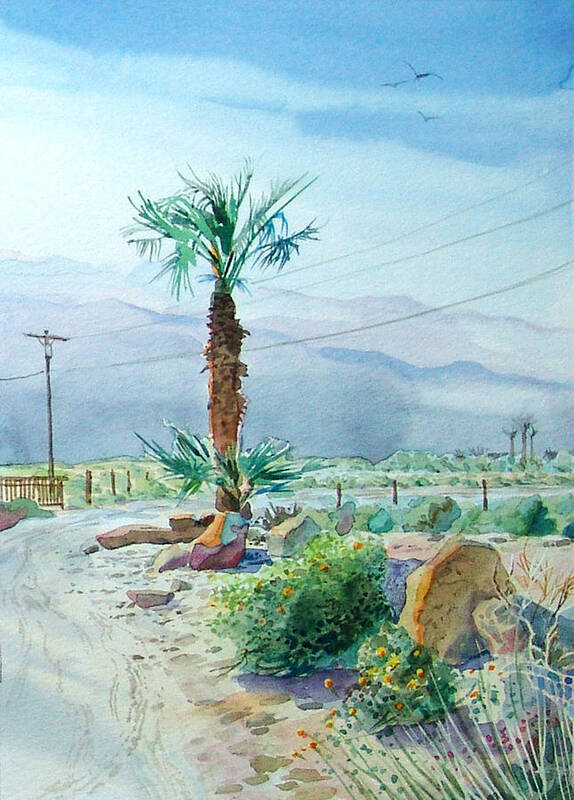 Watercolor Poster featuring the painting Desert Palm by John Norman Stewart