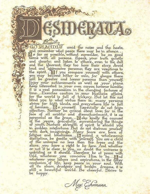 Desiderata Poster featuring the painting Desiderata 4 by Desiderata Gallery