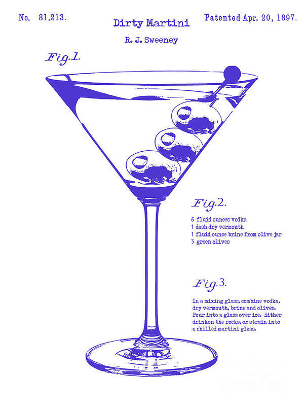 Martini Poster featuring the photograph Dirty Martini Blueprint by Jon Neidert