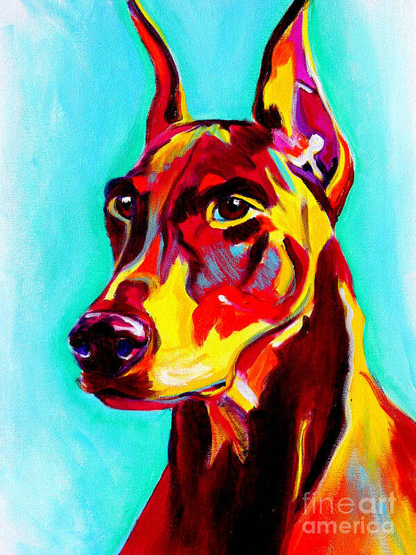 Dog Poster featuring the painting Doberman - Prince by Dawg Painter