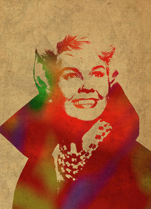 Doris Day Poster featuring the mixed media Doris Day Watercolor Portrait by Design Turnpike
