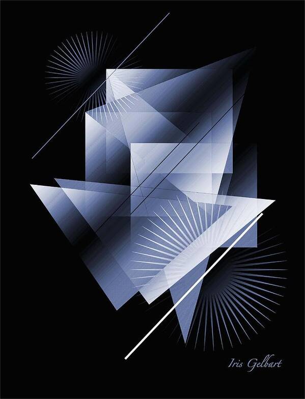 Abstract Poster featuring the digital art Drafting 2 by Iris Gelbart