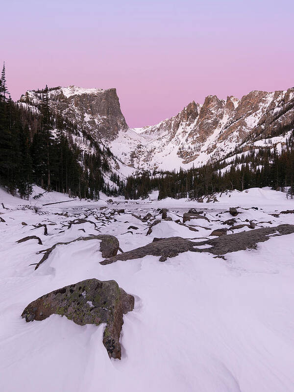 Dream Lake Poster featuring the photograph Dream Lake Winter Vertical by Aaron Spong
