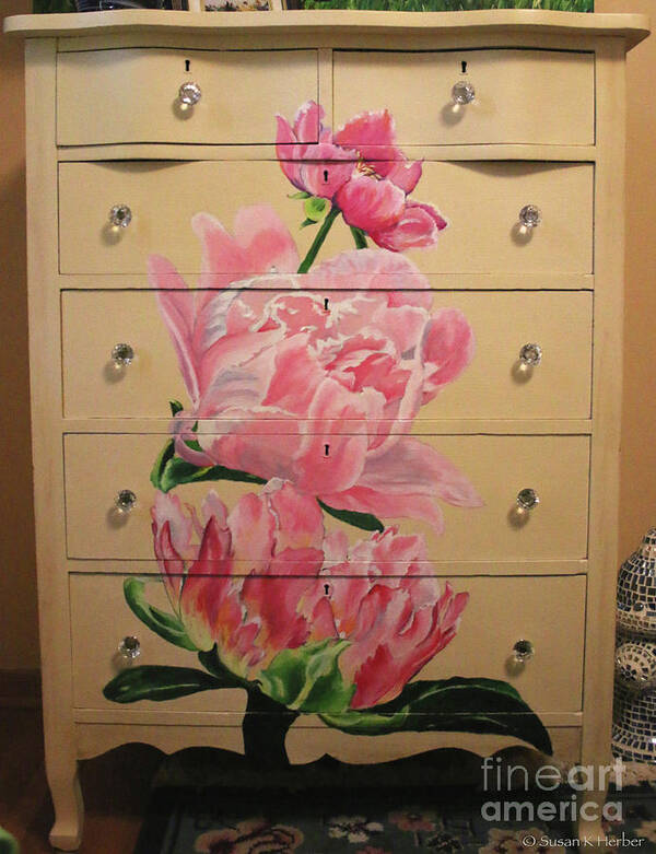 Furniture Poster featuring the painting Dresser Rehab by Susan Herber