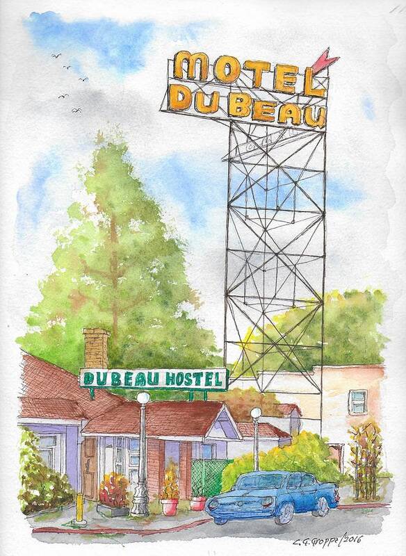 Du Beau Motel Poster featuring the painting Du Beau Motel, Flagstaff, Arizona by Carlos G Groppa