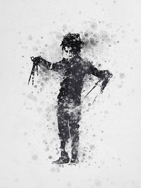 Edward Scissorhands Poster featuring the painting Edward Scissorhands 01 by Aged Pixel