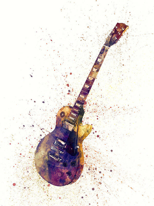 Electric Guitar Poster featuring the digital art Electric Guitar Abstract Watercolor by Michael Tompsett