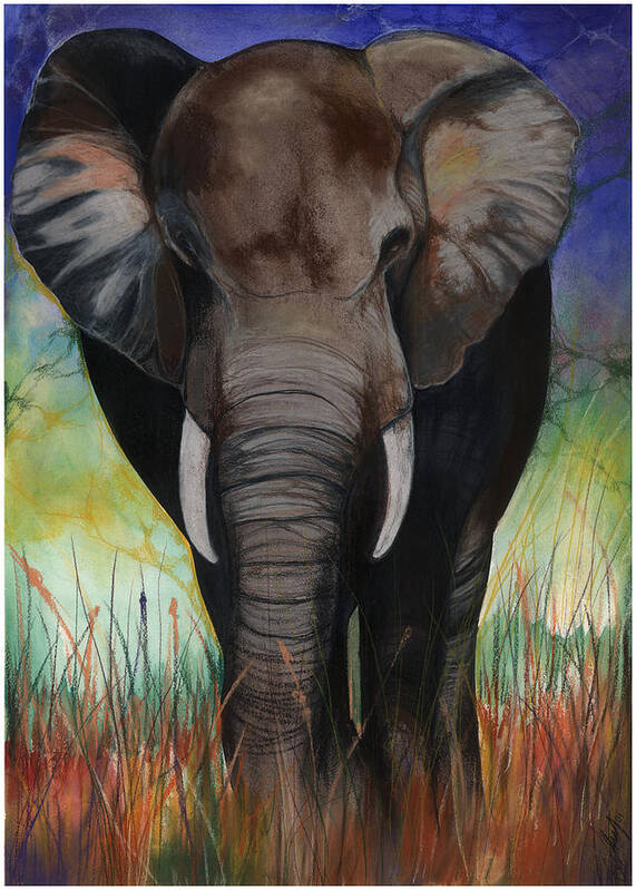 Elephant Poster featuring the mixed media Elephant by Anthony Burks Sr