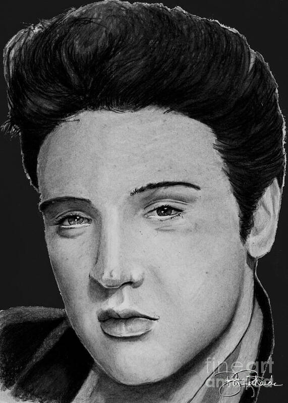 Elvis Poster featuring the drawing Elvis A Presley by Bill Richards