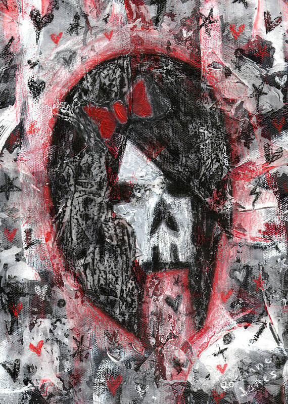 Skull Poster featuring the painting Emo Scene Skull Girl by Roseanne Jones