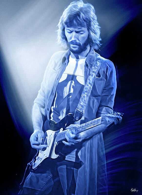 Eric Clapton Poster featuring the digital art Eric Clapton guitarist by Mal Bray