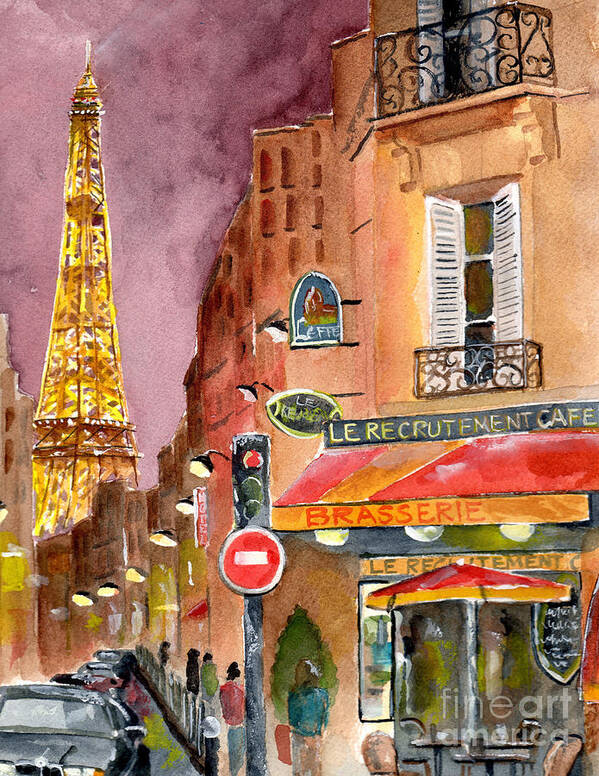 Painting Poster featuring the painting Evening in Paris by Sheryl Heatherly Hawkins