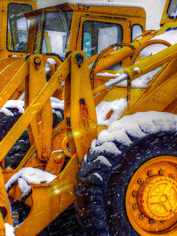 95 Ewr Urban Vehicle Vehicles Plow Snowplow Newark New Jersey Nj United States America Airport Outside Outdoor Outdoors Day Daytime Daylight Midday Snow Snows Snowy Snowing Vertical Verticals Tall Hdr Bold Dimension Dimensions Dimensionality Yellow Yellows Black Blacks White Whites Power Powerful Might Mighty Robust Rugged Strength Vigor Vigorous Gold Golds Color Citysteve Steven Maxx Photography Photo Photographs Poster featuring the photograph EWR by Steven Maxx