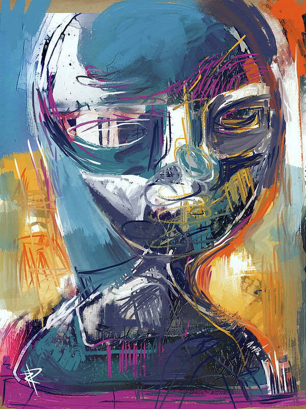 Abstract Portrait Poster featuring the mixed media Exploration by Russell Pierce