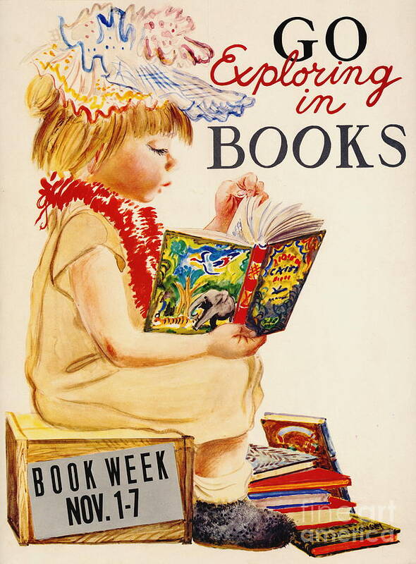 Exploring Books 1961 Poster featuring the photograph Exploring Books 1961 by Padre Art