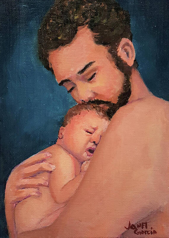 People Poster featuring the painting Fatherhood by Janet Garcia