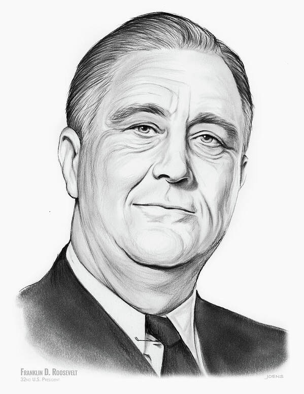 Fdr Poster featuring the drawing FDR by Greg Joens