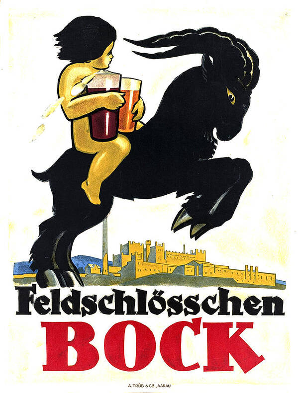 Vintage Poster featuring the mixed media Feldschlosschen Bock - Vintage Beer Advertsing Poster 2 by Studio Grafiikka