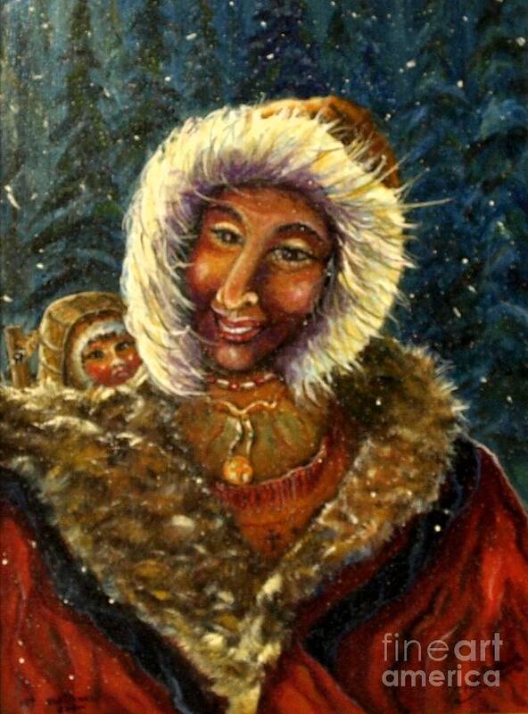 Native American Art Poster featuring the mixed media First Christmas Snow by Philip And Robbie Bracco