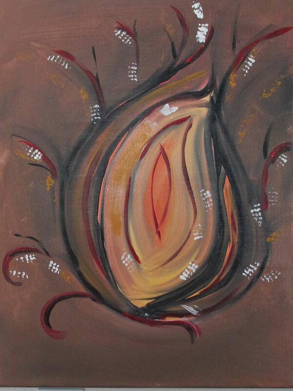 Flame Intensity Strength Power Boldness Rebirth Umber Red Black White Yellow Poster featuring the painting Flame by Sharyn Winters