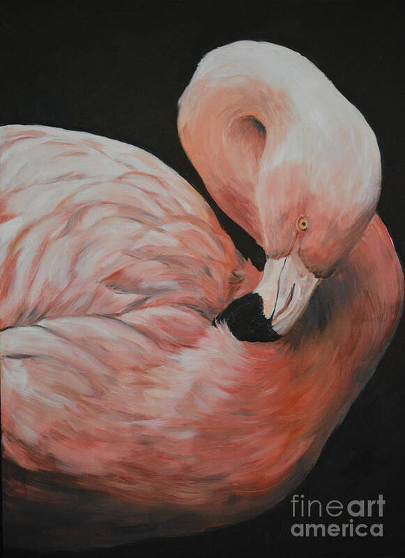 Bird Poster featuring the painting Flamingo by Charlotte Yealey