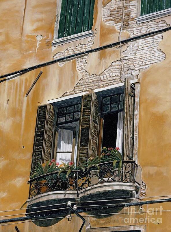 Florance Poster featuring the painting Florence Balcony by Jiji Lee