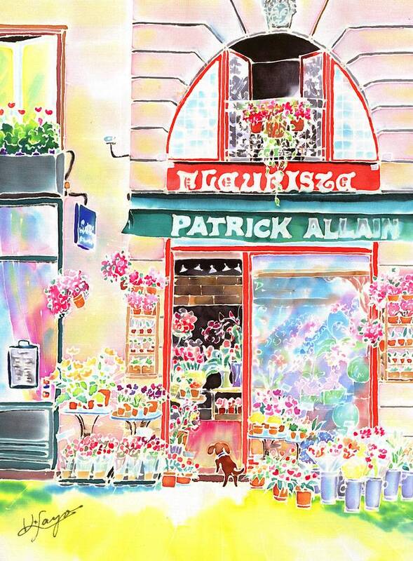Flower Shop Poster featuring the painting Florist in Ile St.Louis by Hisayo OHTA