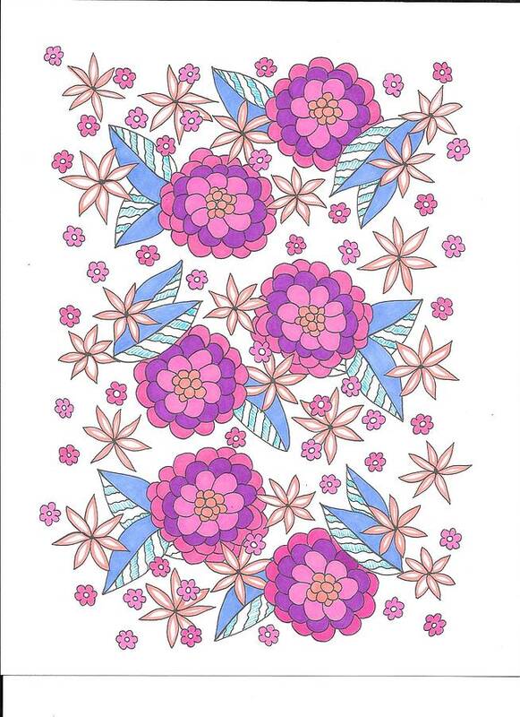 Pink Poster featuring the drawing Flower Power 9 by Roberta Dunn