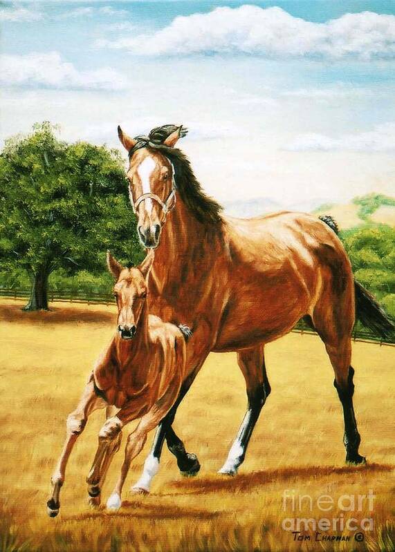 Thoroughbred Poster featuring the painting Follow the Leader by Tom Chapman